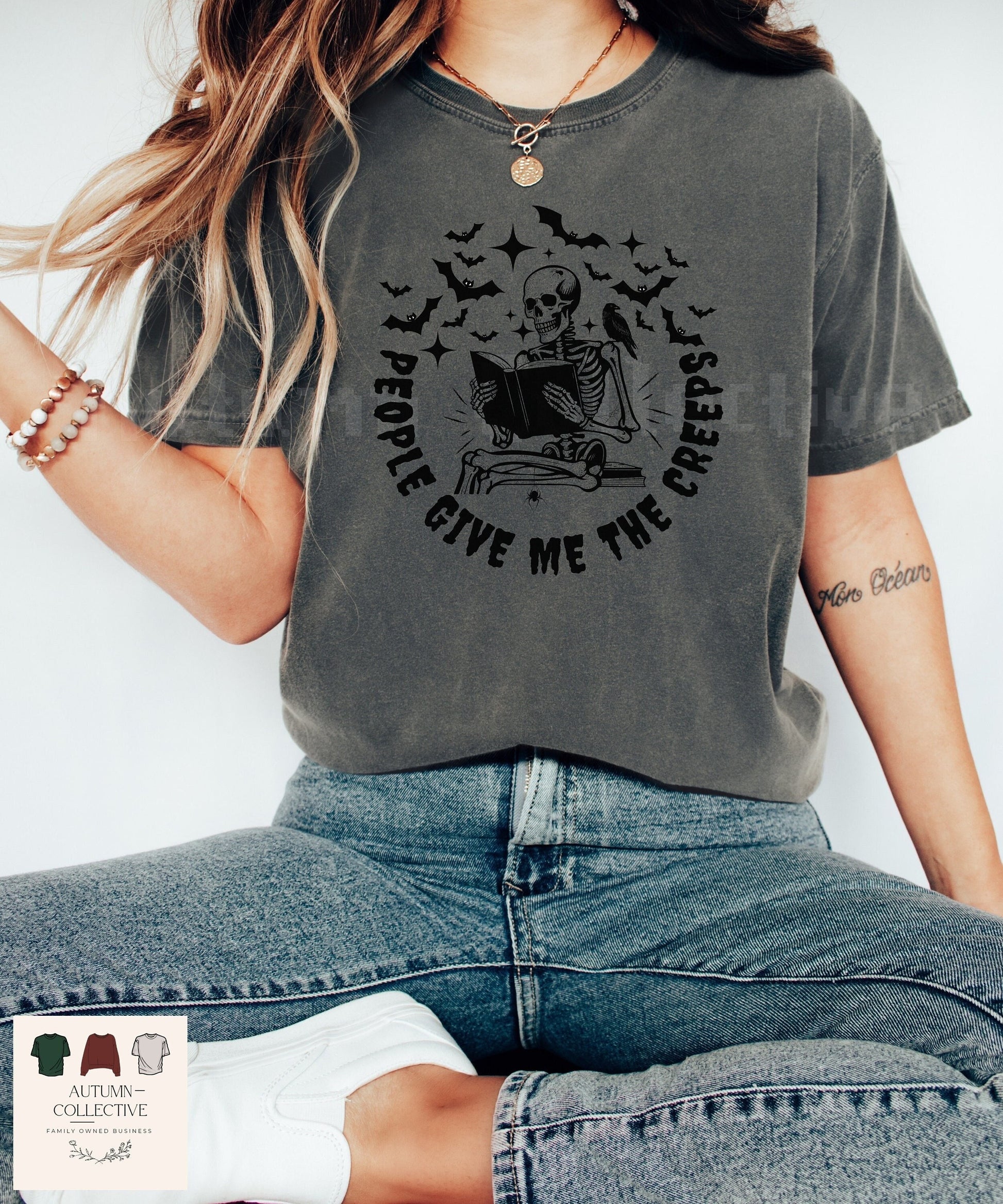 People Give Me The Creeps Sweatshirt, Skeleton Hands Shirt, Witch Vibes Shirt, Spooky Season, Skull Halloween Sweatshirt, Scream Sweatshirt