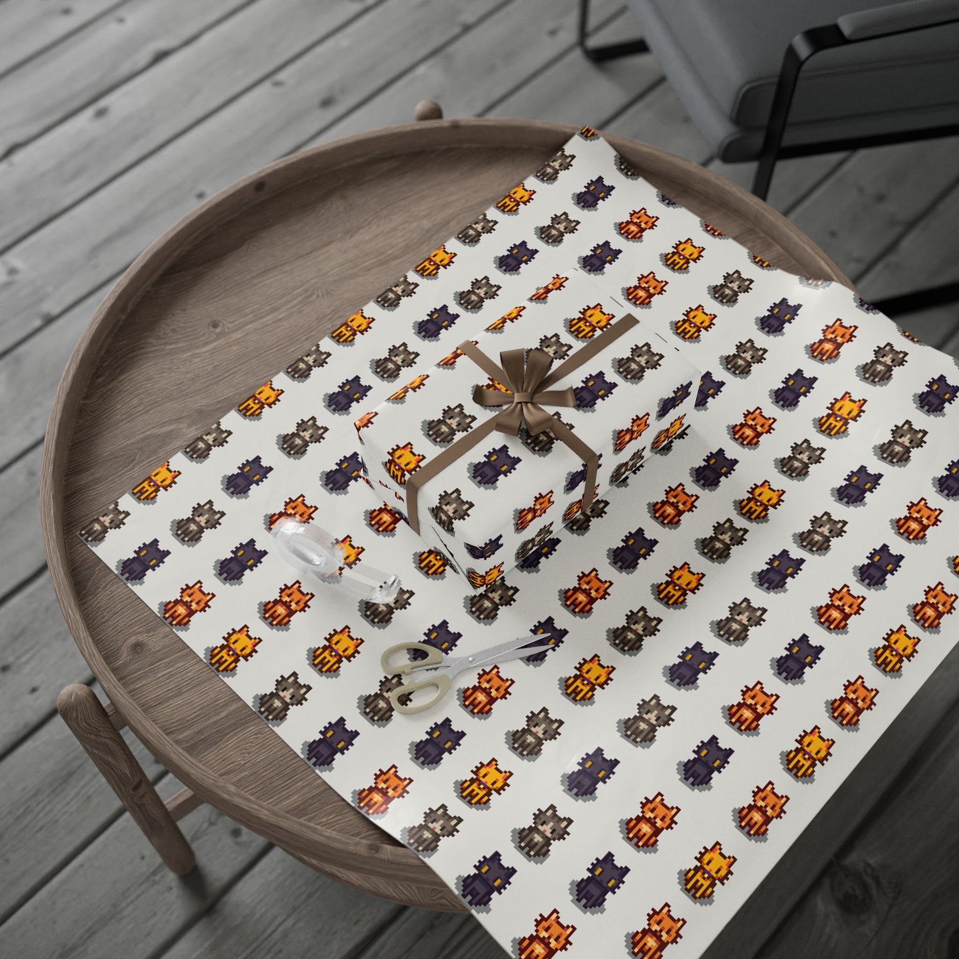Stardew Valley Cat Wrapping Paper | Cozy Gamer Cat Gift Wrap for Birthdays or Christmas | Gift for Him or Her | Pixel Art Cats