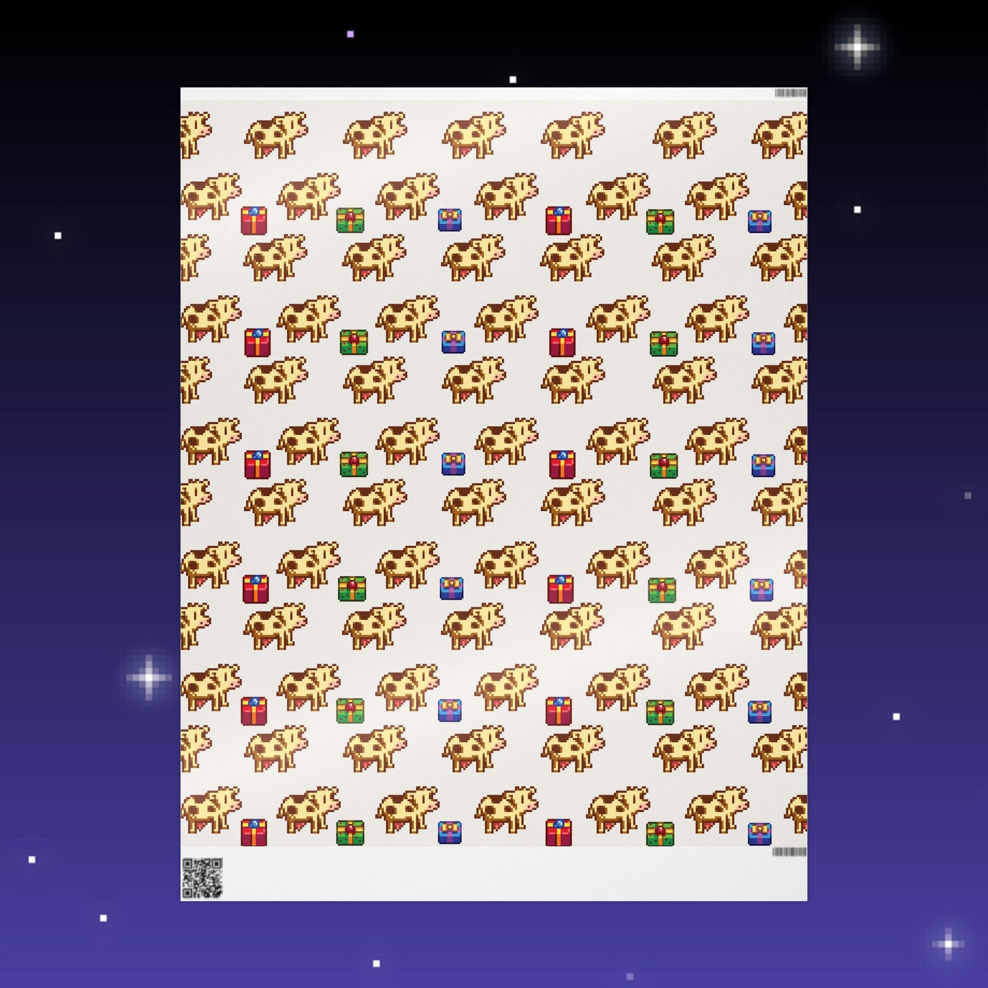 Stardew Valley Cow Christmas Wrapping Paper