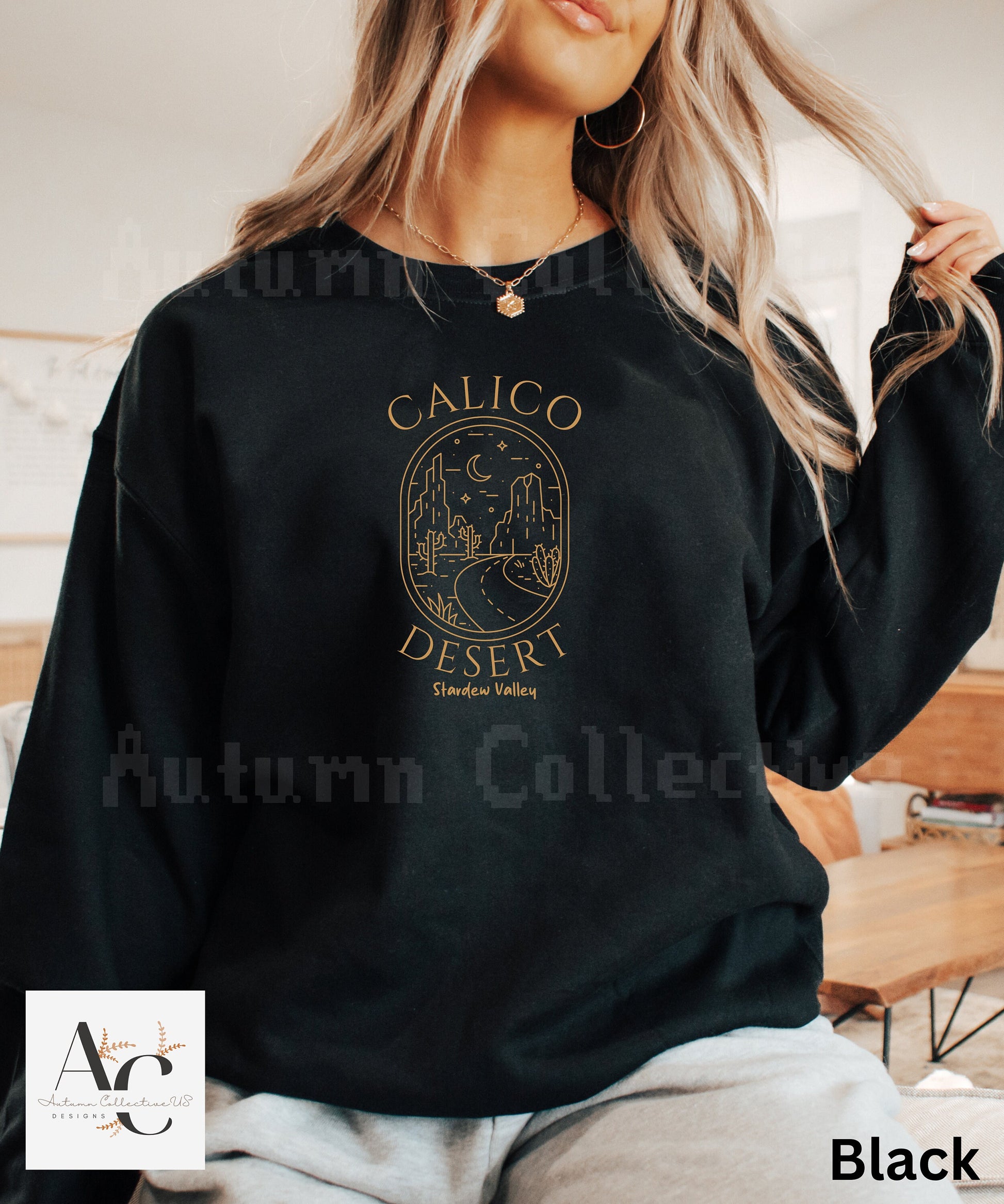Calico Desert Stardew Valley Sweatshirt, Unisex Crewneck Jumper, Gamer Gift, Cozy Gaming Pullover, Video Game Apparel, Pelican Town