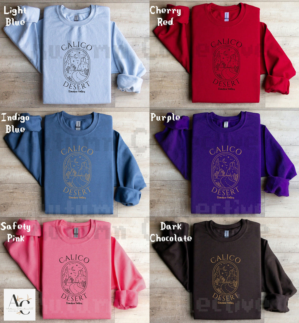 Calico Desert Stardew Valley Sweatshirt, Unisex Crewneck Jumper, Gamer Gift, Cozy Gaming Pullover, Video Game Apparel, Pelican Town