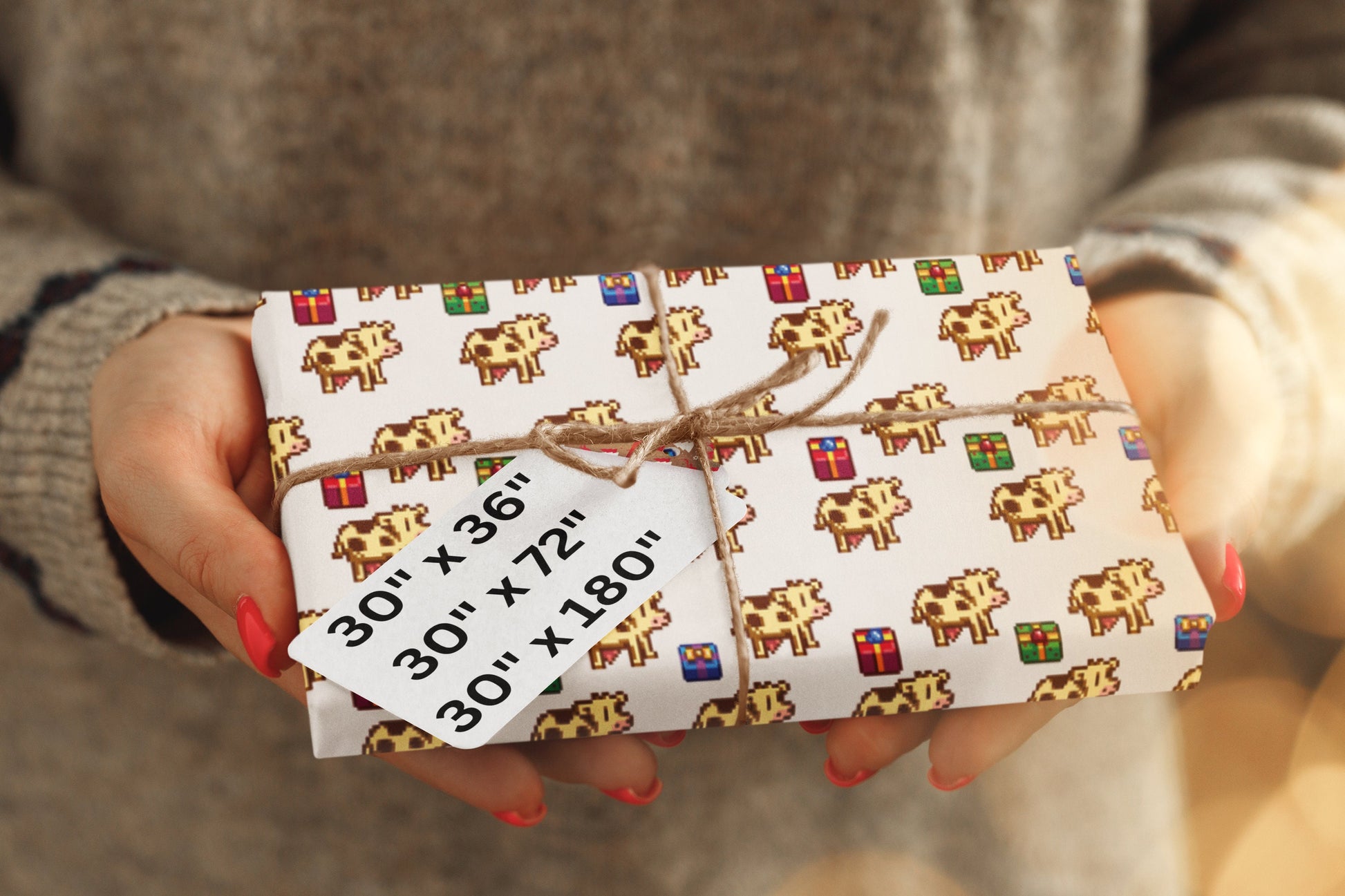 Stardew Valley Cow Christmas Wrapping Paper
