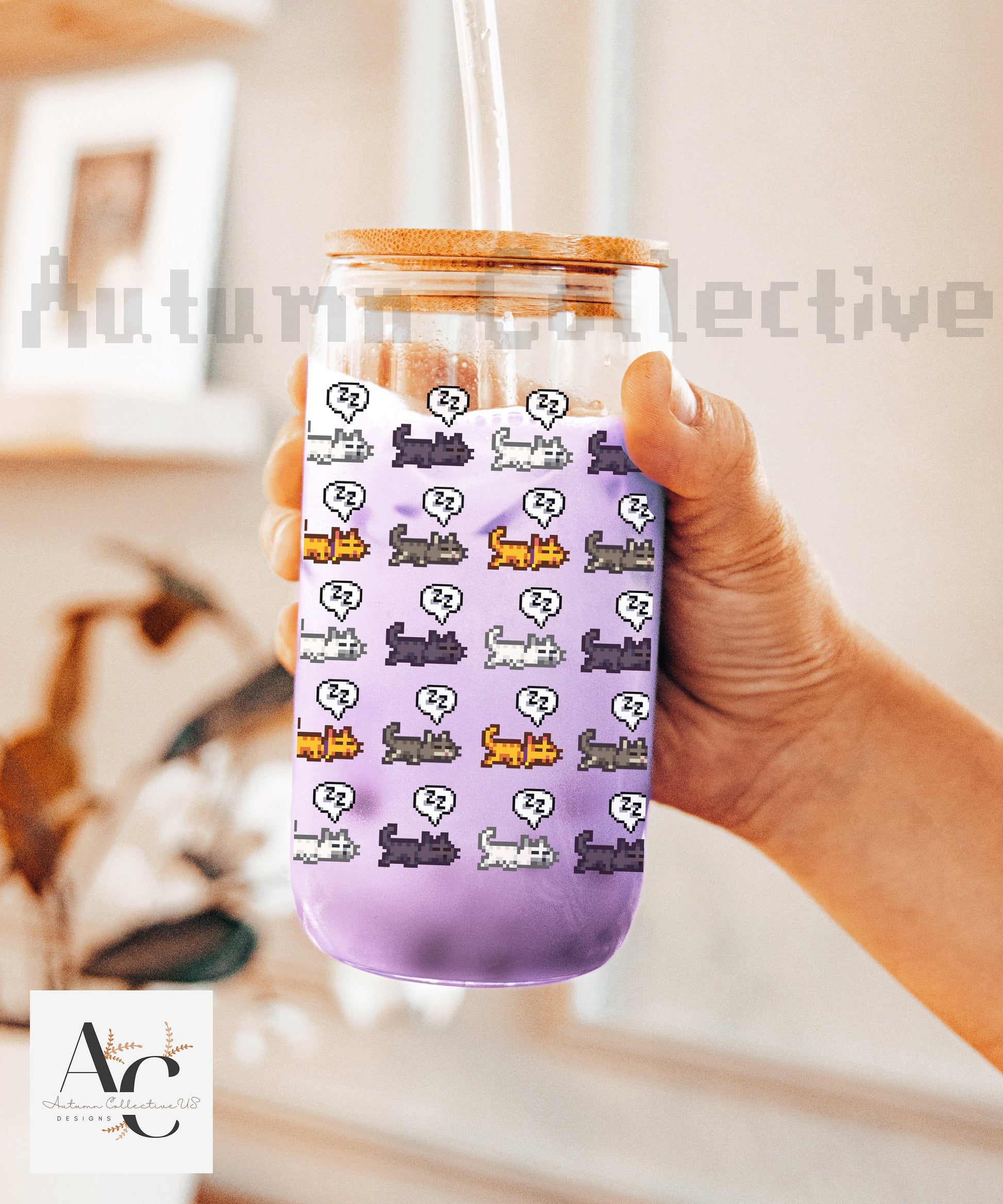 Sleeping Cat Stardew Valley Sipper Glass