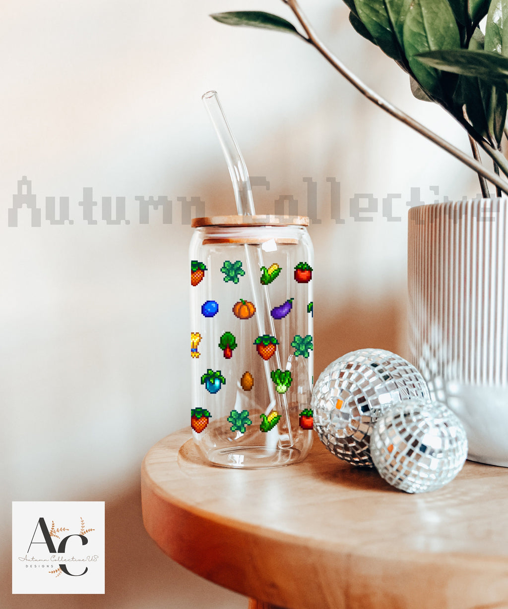 Crops Stardew Valley Sipper Glass Gift for Gamer