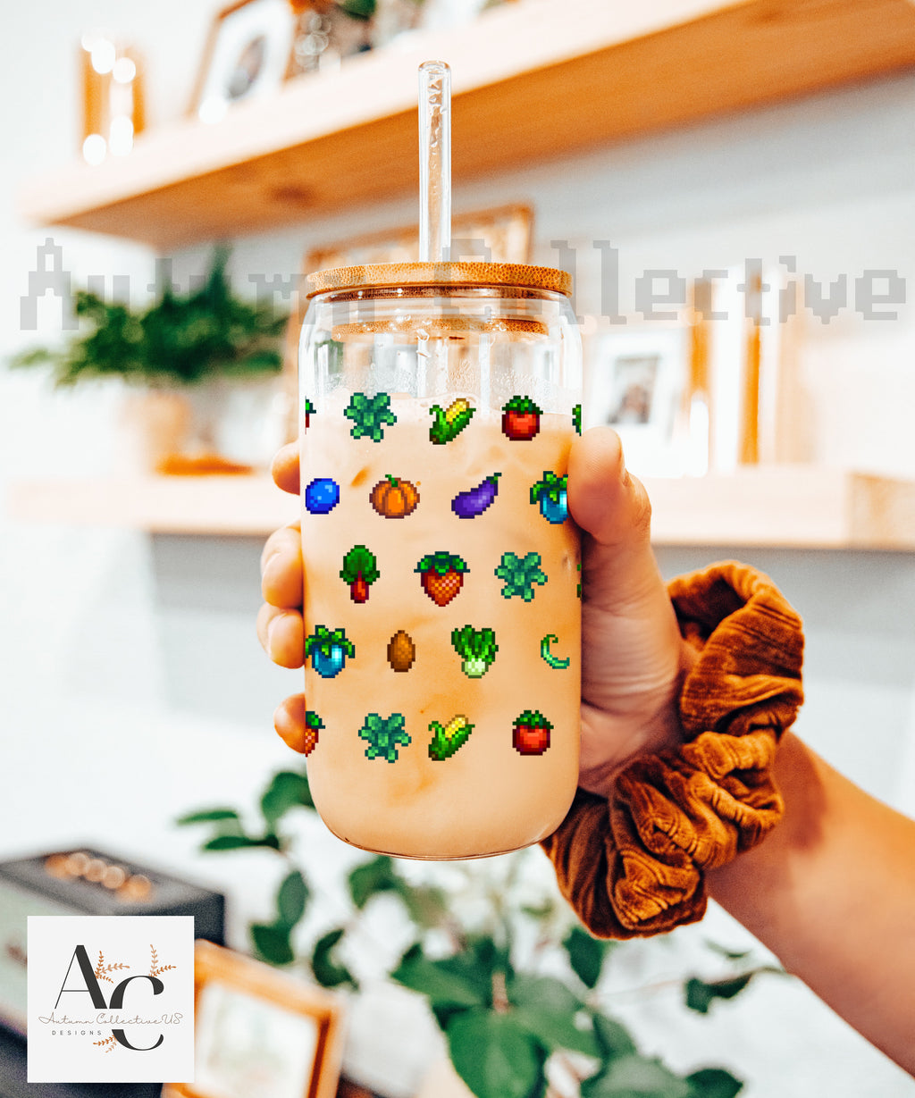 Crops Stardew Valley Sipper Glass Gift for Gamer