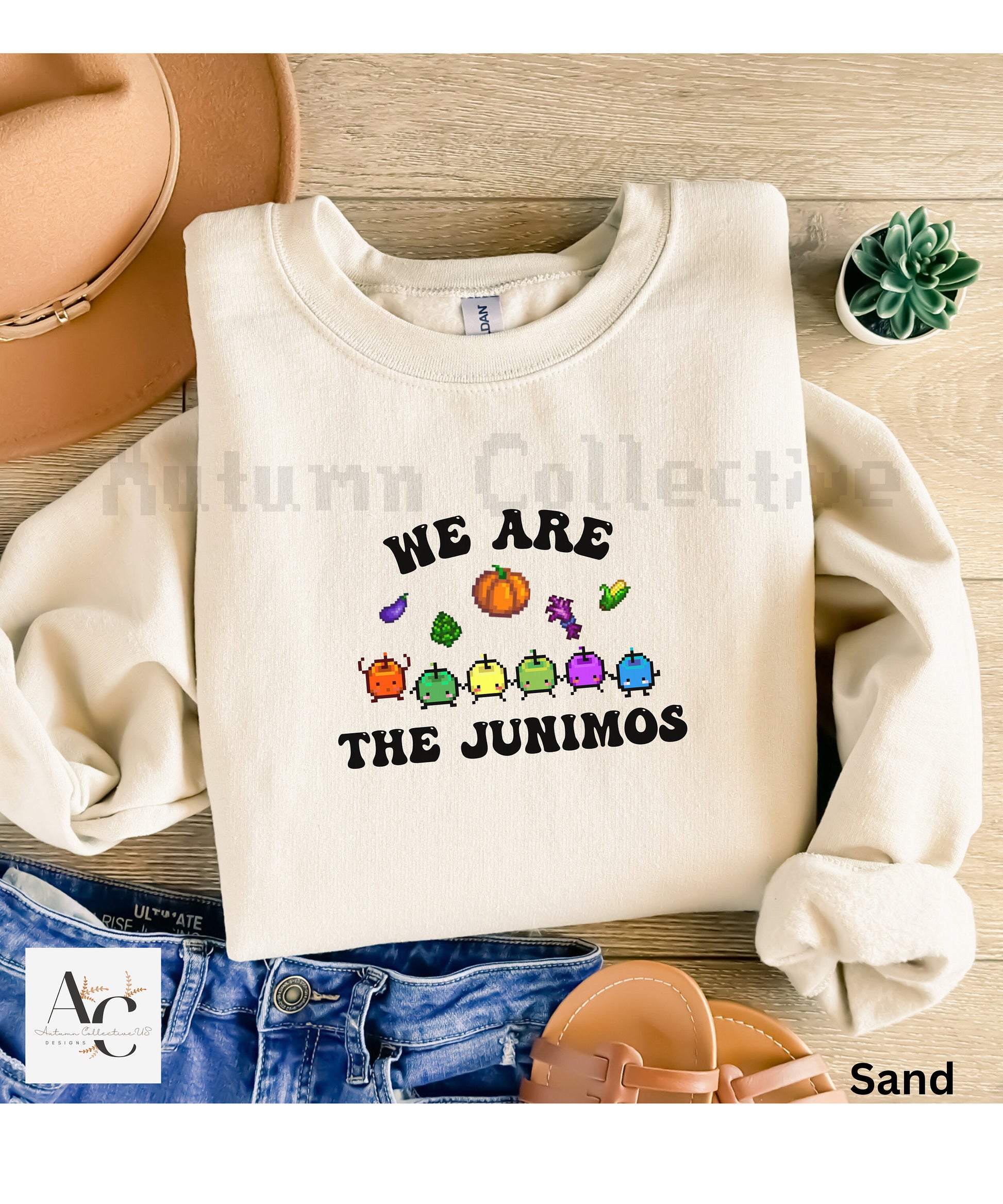 We Are The Junimos Fall Edition Stardew Valley Sweatshirt, Gift for Him and Her, Video Game Art, Pixel Art, 8Bit, Animal, Cozy Gamer, Autumn