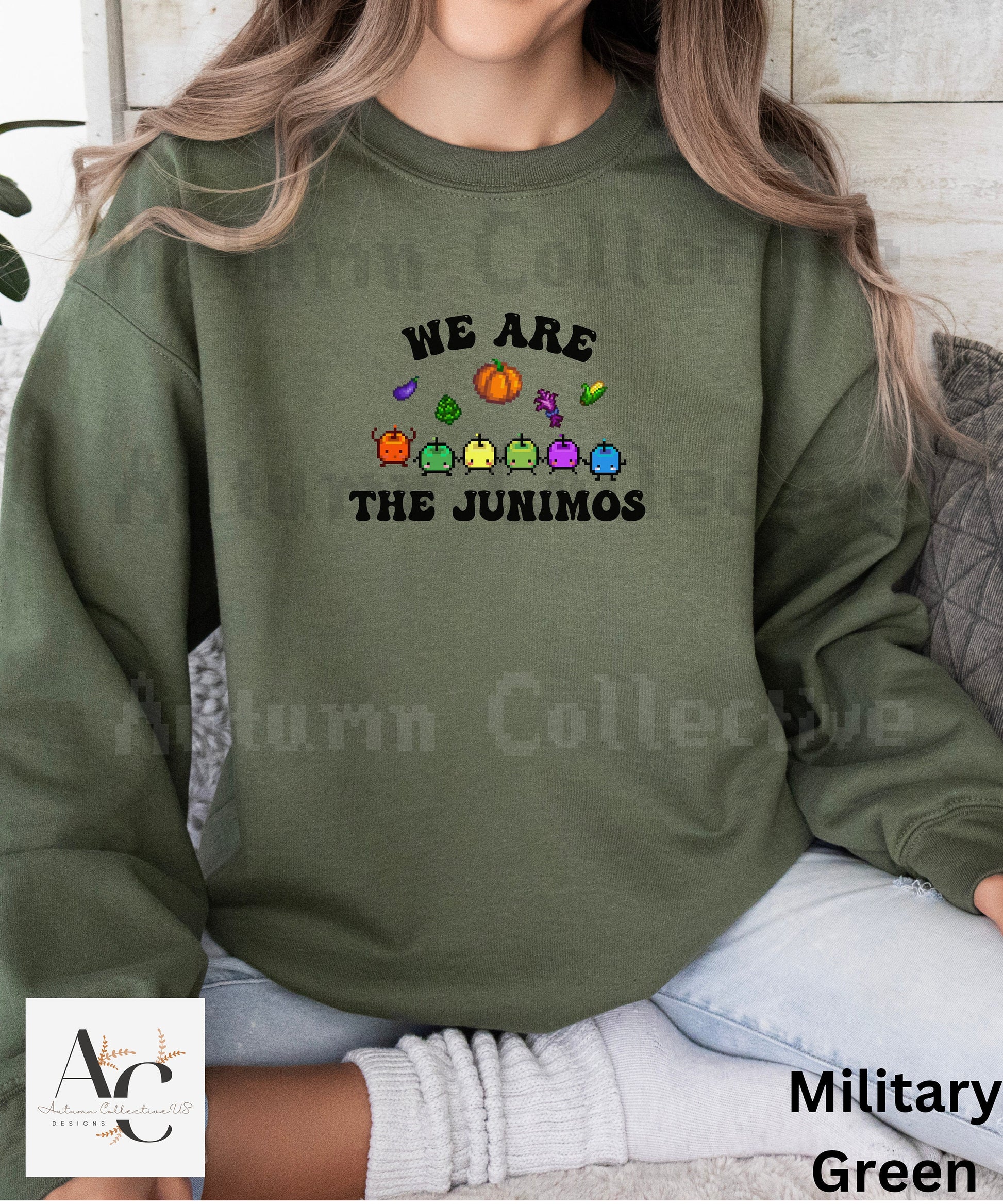 We Are The Junimos Fall Edition Stardew Valley Sweatshirt, Gift for Him and Her, Video Game Art, Pixel Art, 8Bit, Animal, Cozy Gamer, Autumn