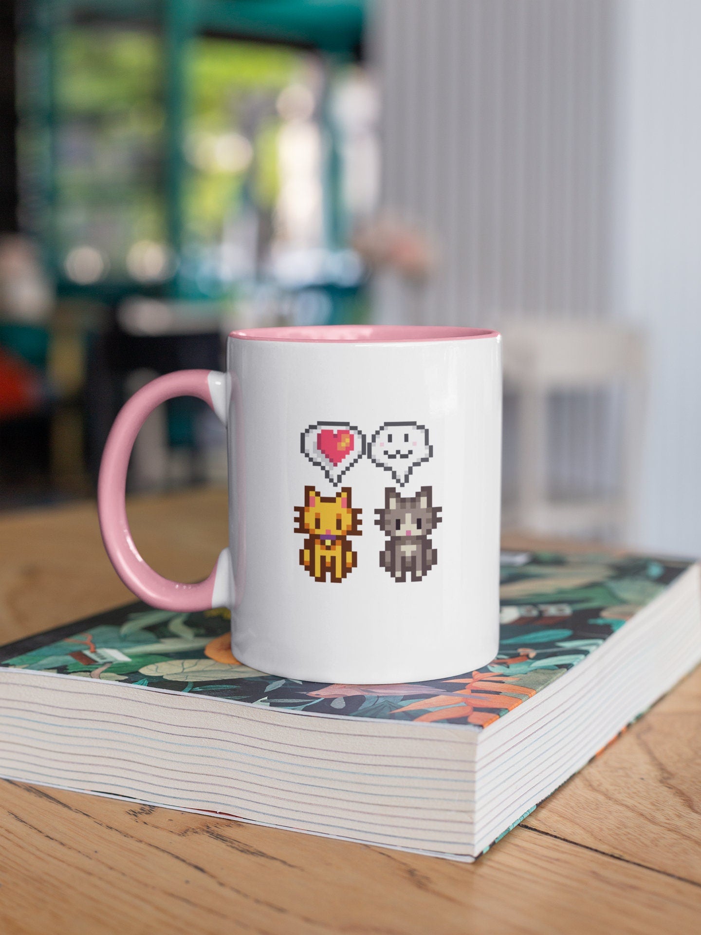Cat Coffee Mug, Stardew Valley Mug, Gift for Her, Minimalistic Cat Gift, Birthday Gift for Gamer Girl, Cozy Gamer Mug, Cute Cat Mug, Gamer
