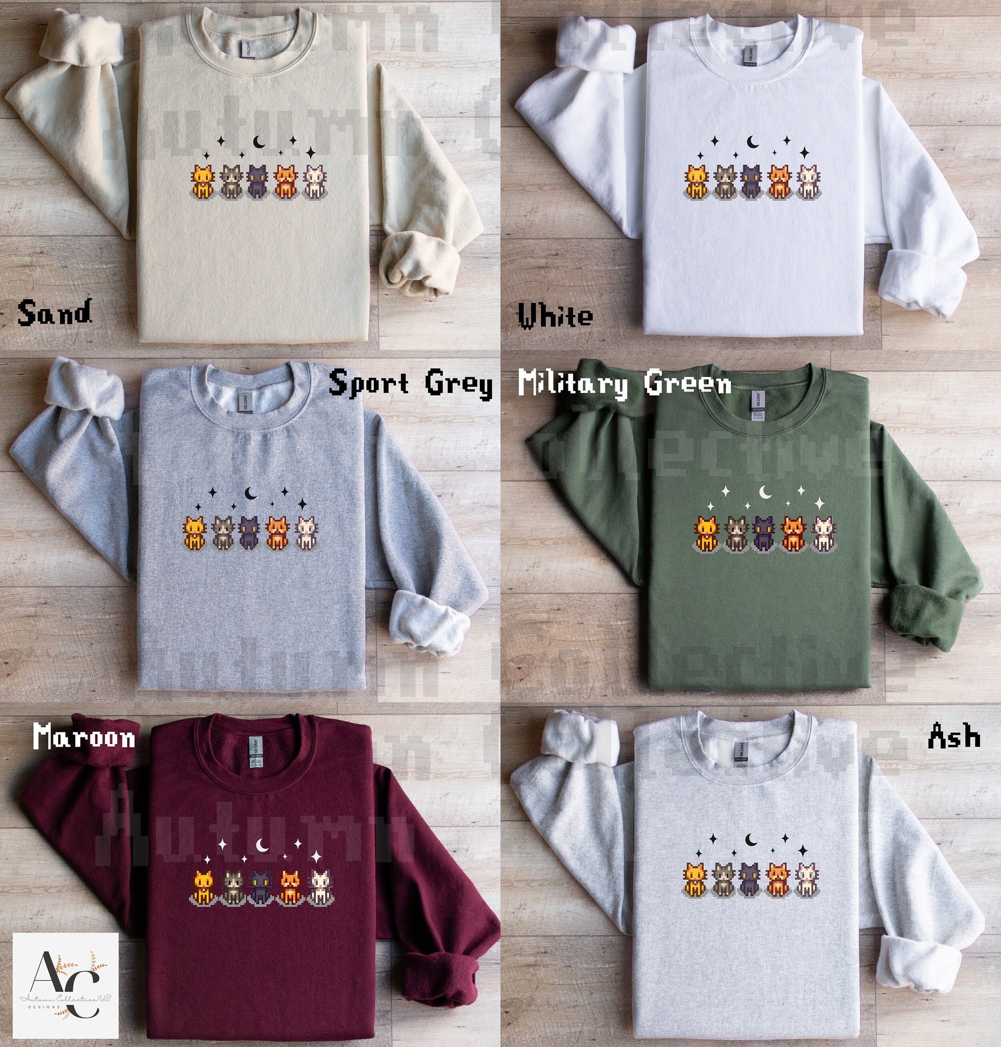 The 5 stardew valley cats sweatshirt, unisex crewneck gildan 18000