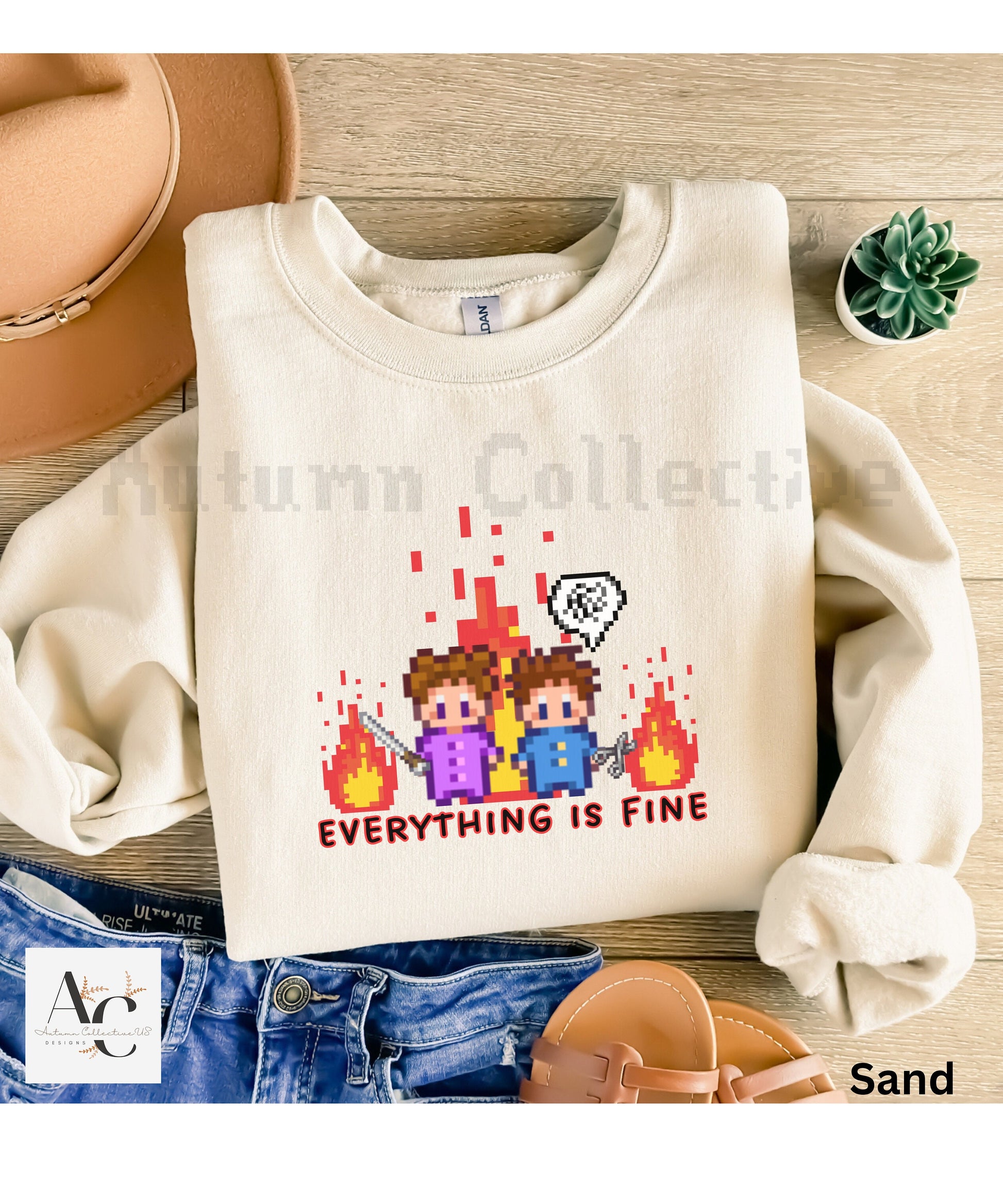 Stardew Valley Sweatshirt, Everything Is Fine Shirt, Cozy Gaming, Funny Gamer Shirt, Pelican Town, Gift for Gamers, Video Game Sweater, 8bit
