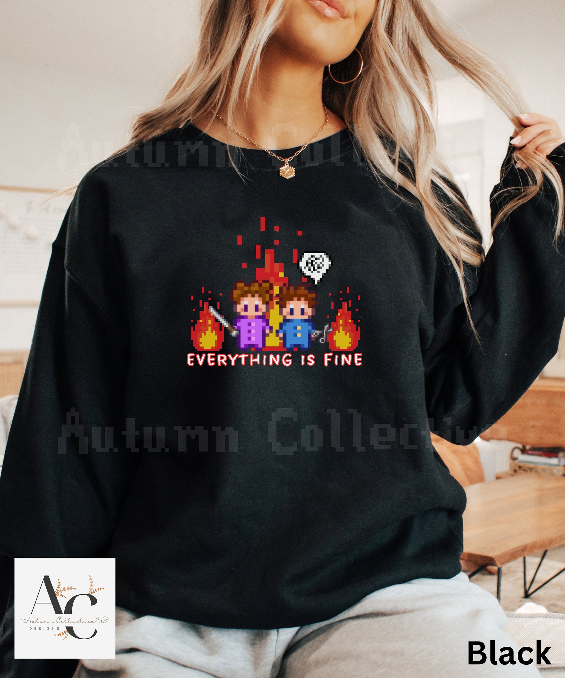 Stardew Valley Sweatshirt, Everything Is Fine Shirt, Cozy Gaming, Funny Gamer Shirt, Pelican Town, Gift for Gamers, Video Game Sweater, 8bit