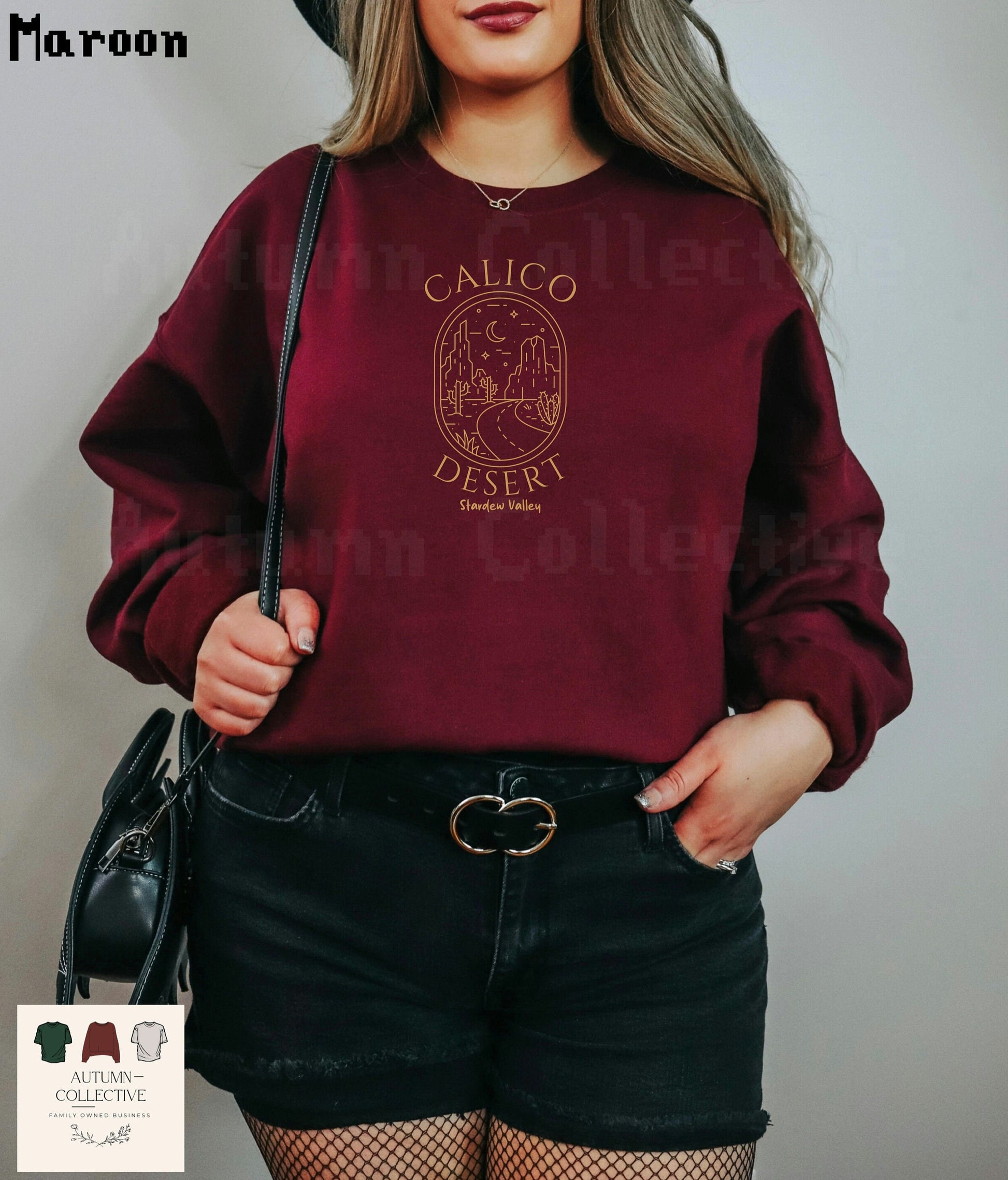 Calico Desert Stardew Valley Sweatshirt, Unisex Crewneck Jumper, Gamer Gift, Cozy Gaming Pullover, Video Game Apparel, Pelican Town