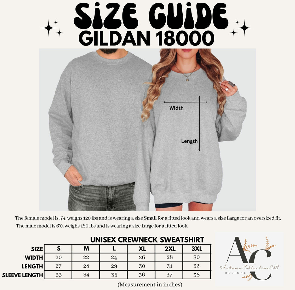 Size Guide Unisex Gildan 18000