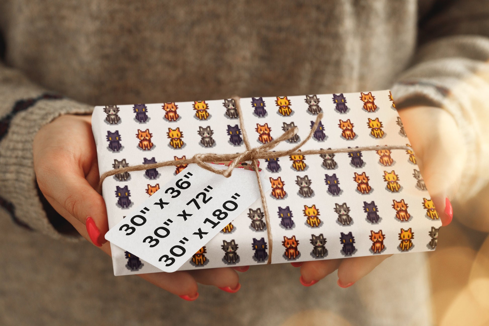 Stardew Valley Cat Wrapping Paper | Cozy Gamer Cat Gift Wrap for Birthdays or Christmas | Gift for Him or Her | Pixel Art Cats
