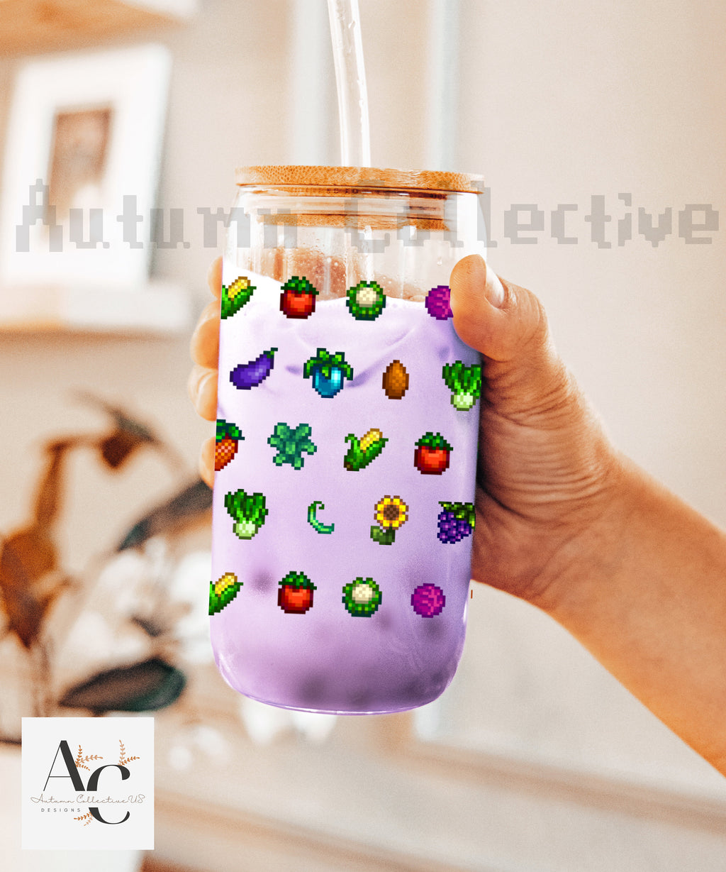 Crops Stardew Valley Sipper Glass Gift for Gamer