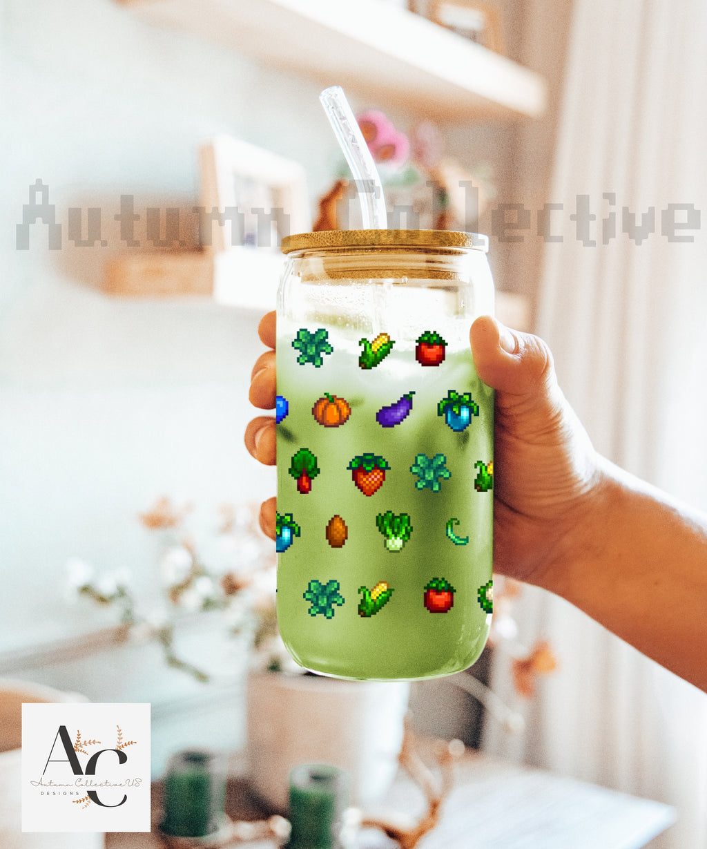 Crops Stardew Valley Sipper Glass Gift for Gamer