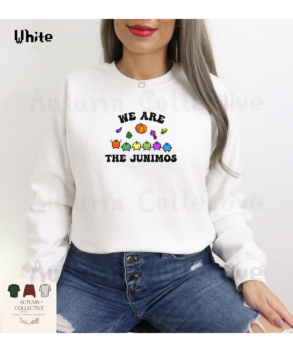 We Are The Junimos Fall Edition Stardew Valley Sweatshirt, Gift for Him and Her, Video Game Art, Pixel Art, 8Bit, Animal, Cozy Gamer, Autumn
