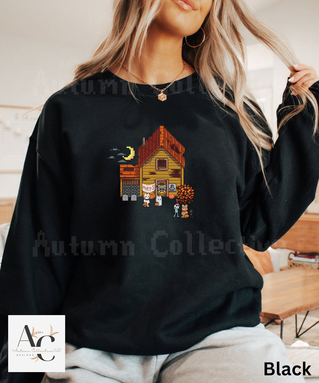 Hat Mouse Stardew Halloween Sweatshirt, Gift for Him and Her, Video Game Art, Pixel Art, Crossing, Valley, Animal, Cozy Gamer, Gamer, Merch