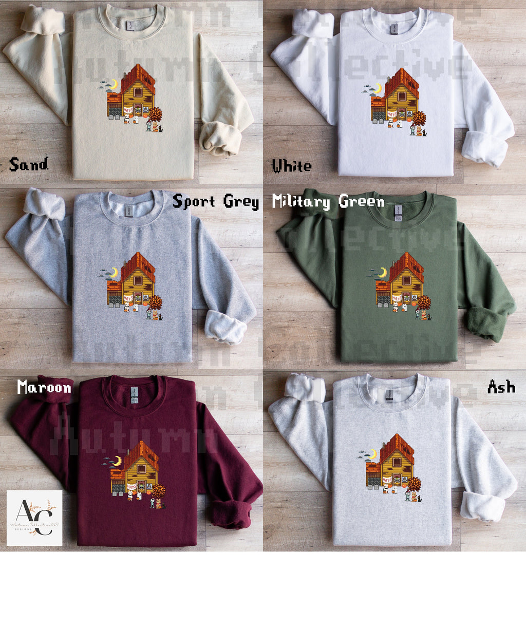 Hat Mouse Stardew Halloween Sweatshirt, Gift for Him and Her, Video Game Art, Pixel Art, Crossing, Valley, Animal, Cozy Gamer, Gamer, Merch