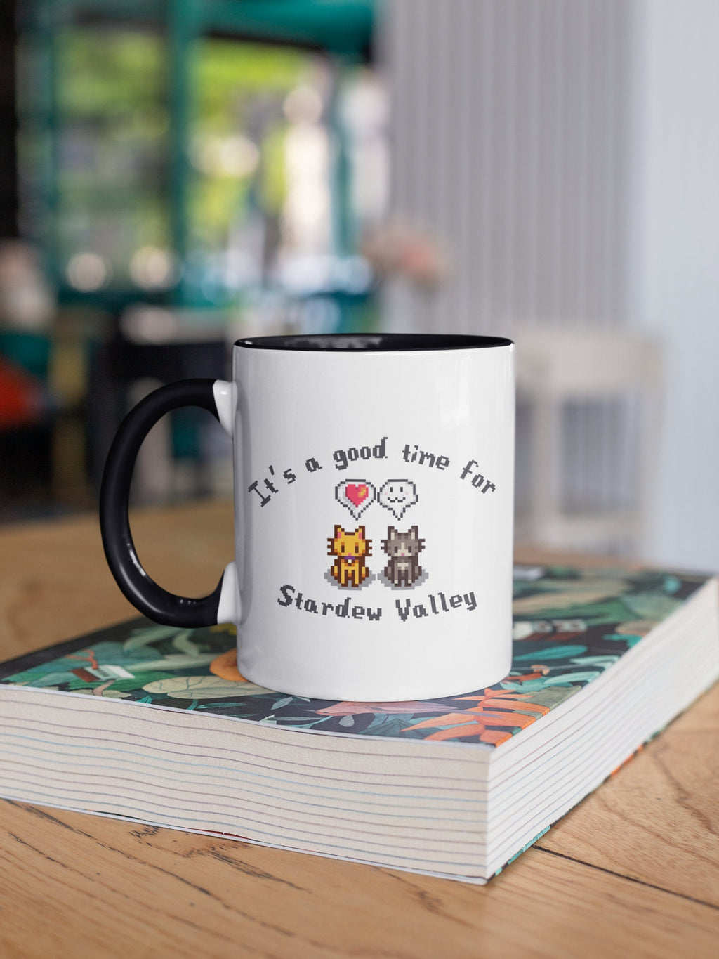 Cat Coffee Mug, Stardew Valley Mug, Gift for Her, Minimalistic Cat Gift, Birthday Gift for Gamer Girl, Cozy Gamer Mug, Cute Cat Mug, Gamer