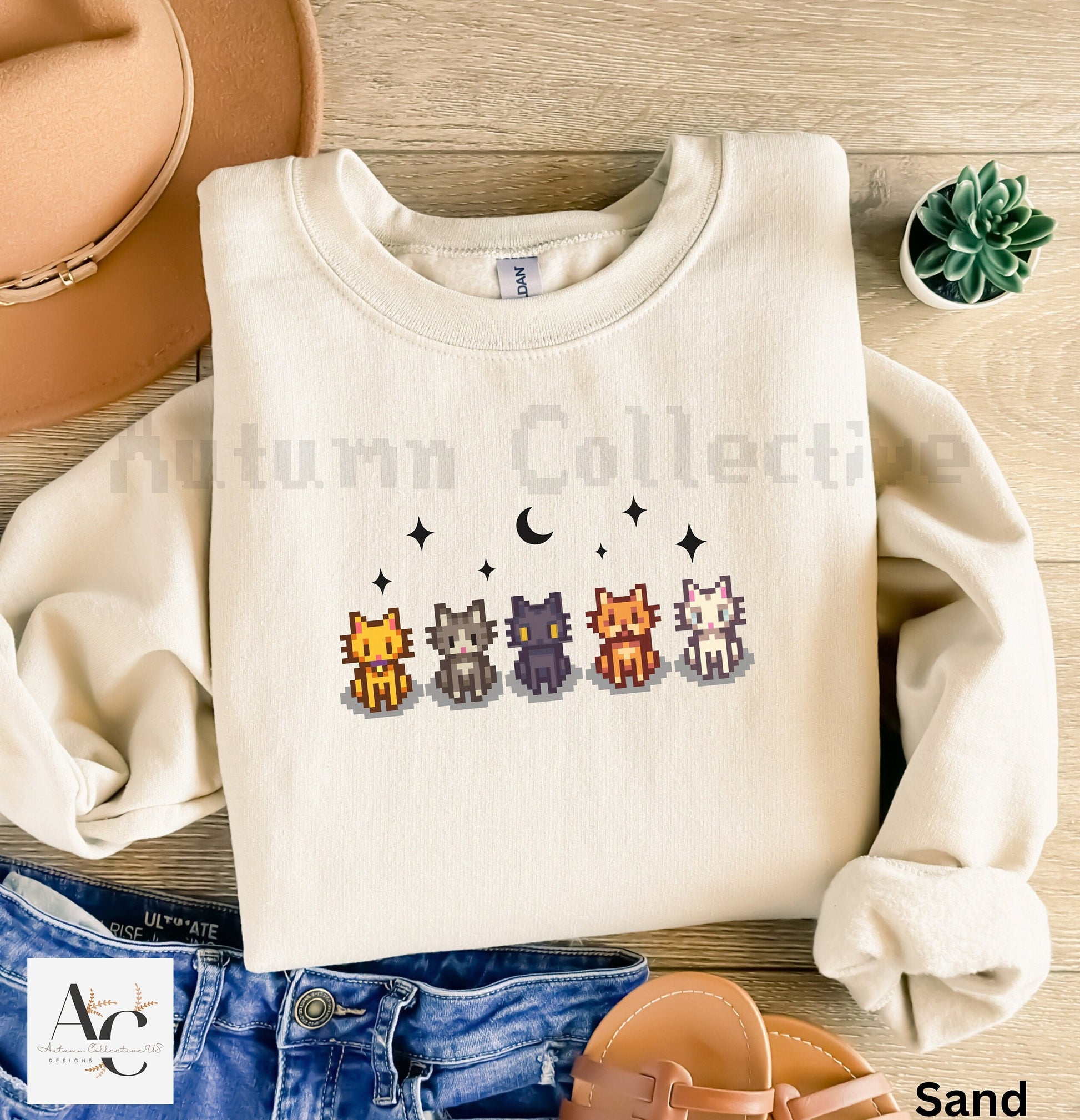 The 5 stardew valley cats sweatshirt, unisex crewneck gildan 18000