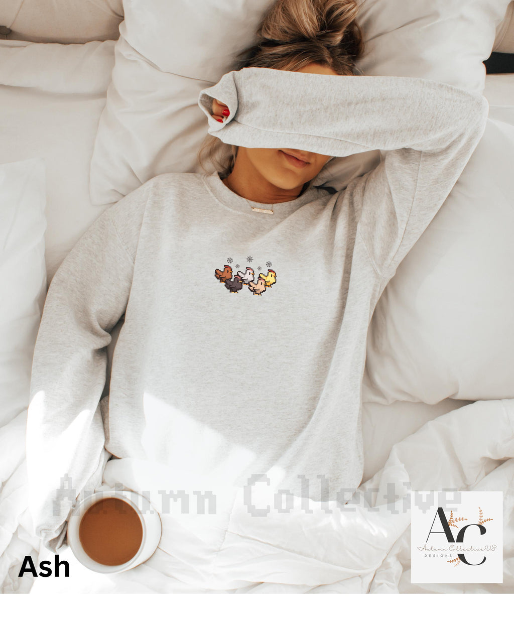 Festive Christmas Stardew Valley chicken sweatshirt