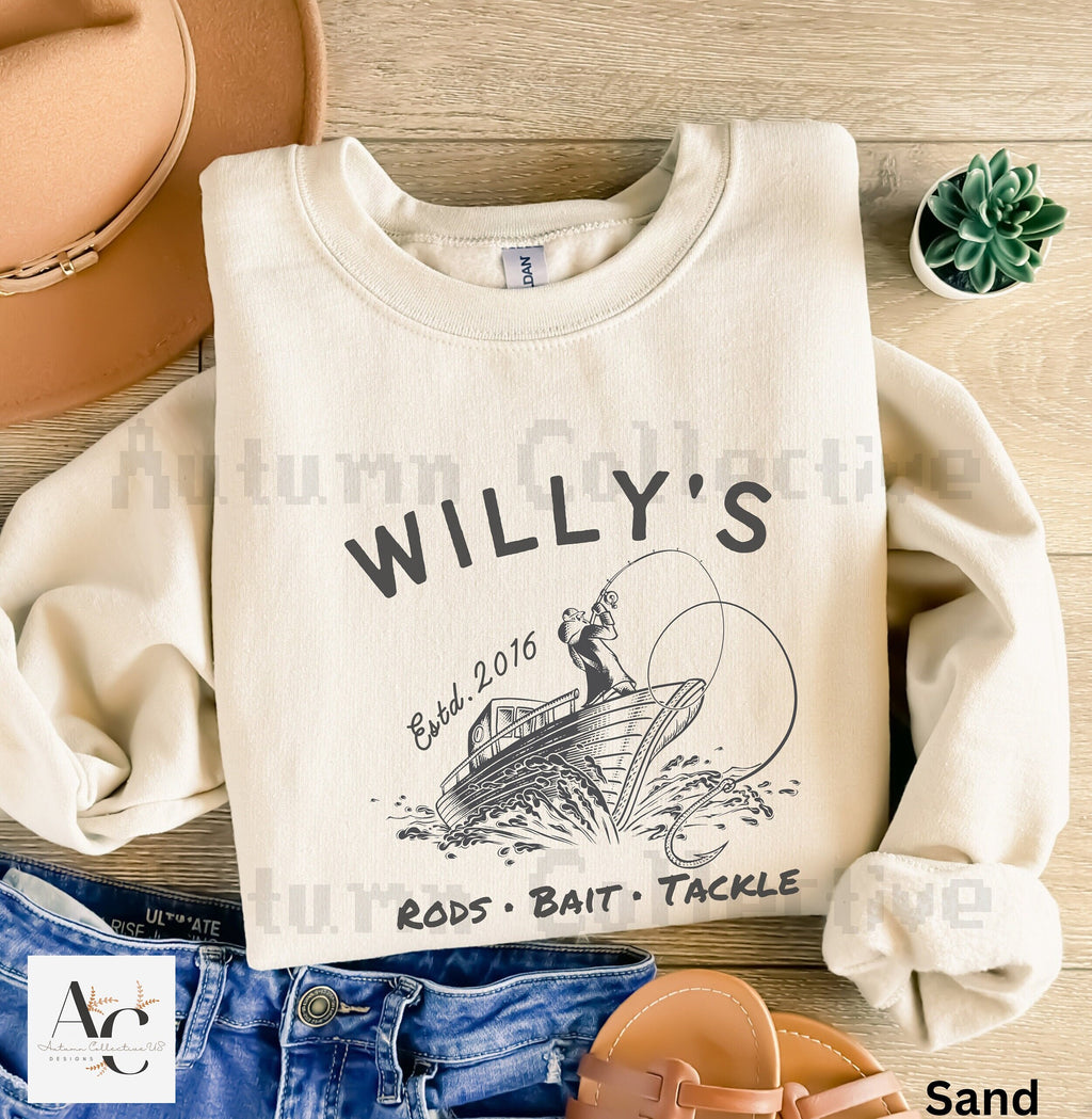 Willy&#39;s High Quality Rods, Bait, Tackle, Unisex Crewneck Stardew Valley Sweatshirt