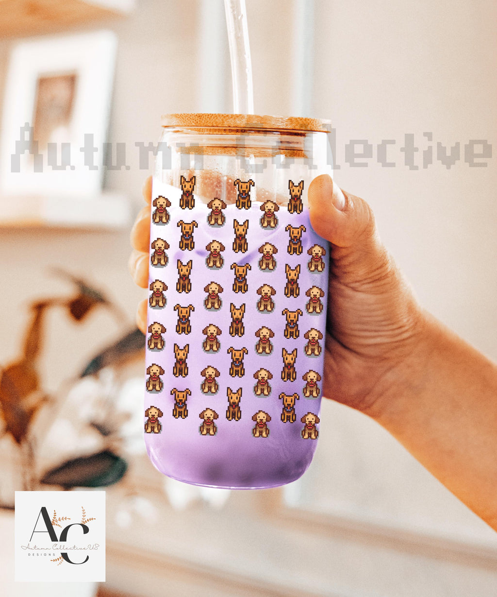 Stardew Valley Dog Pets Sipper Glass, great birthday or christmas gift for any stardew valley fan!