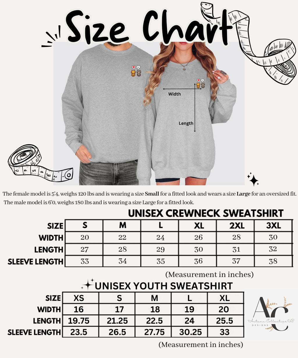 Gildan 18000 Unisex Sweatshirt Size chart for adult and youth sizes!