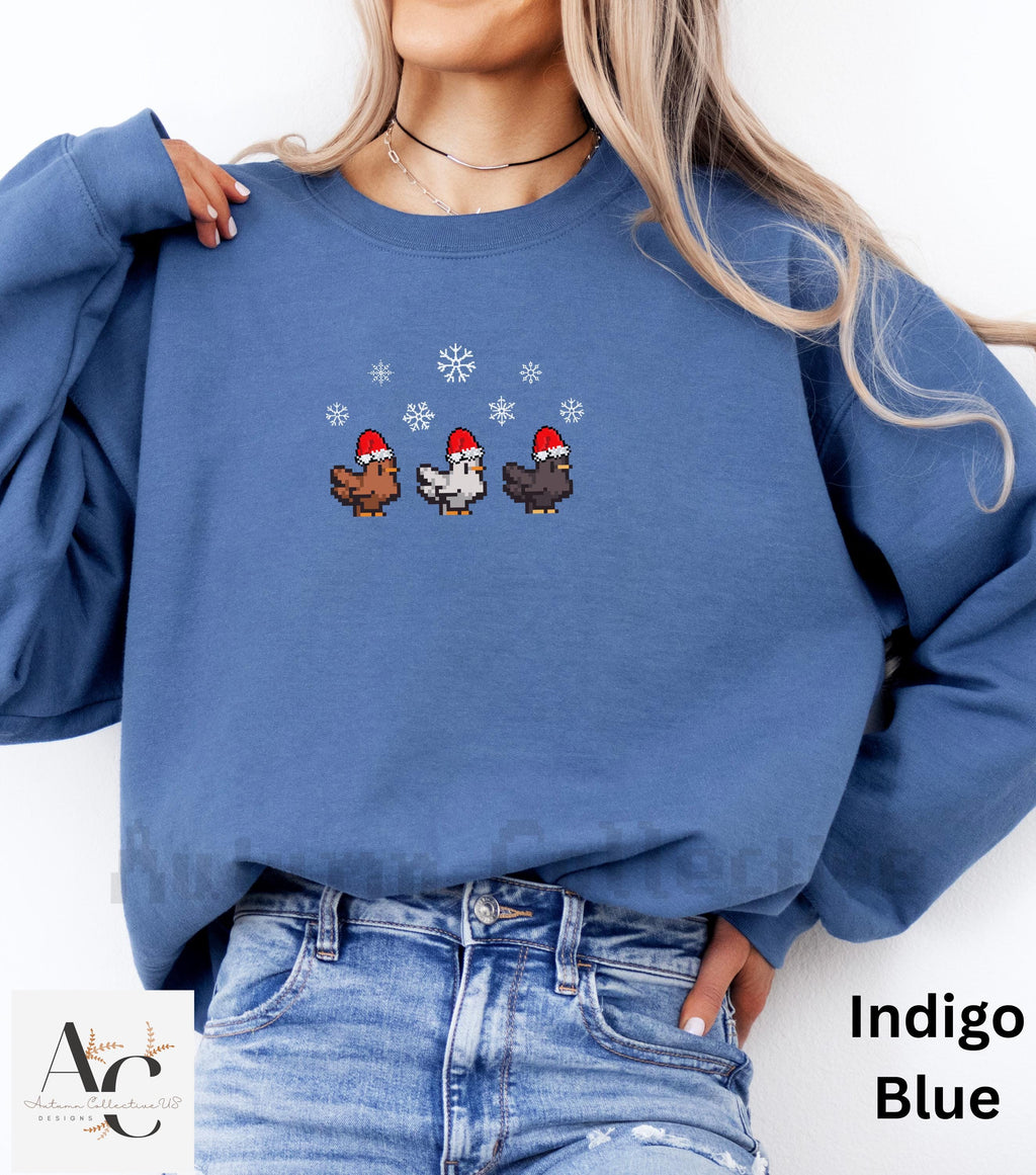 Festive Christmas Stardew Valley Unisex Crewneck Sweatshirt in color indigo blue