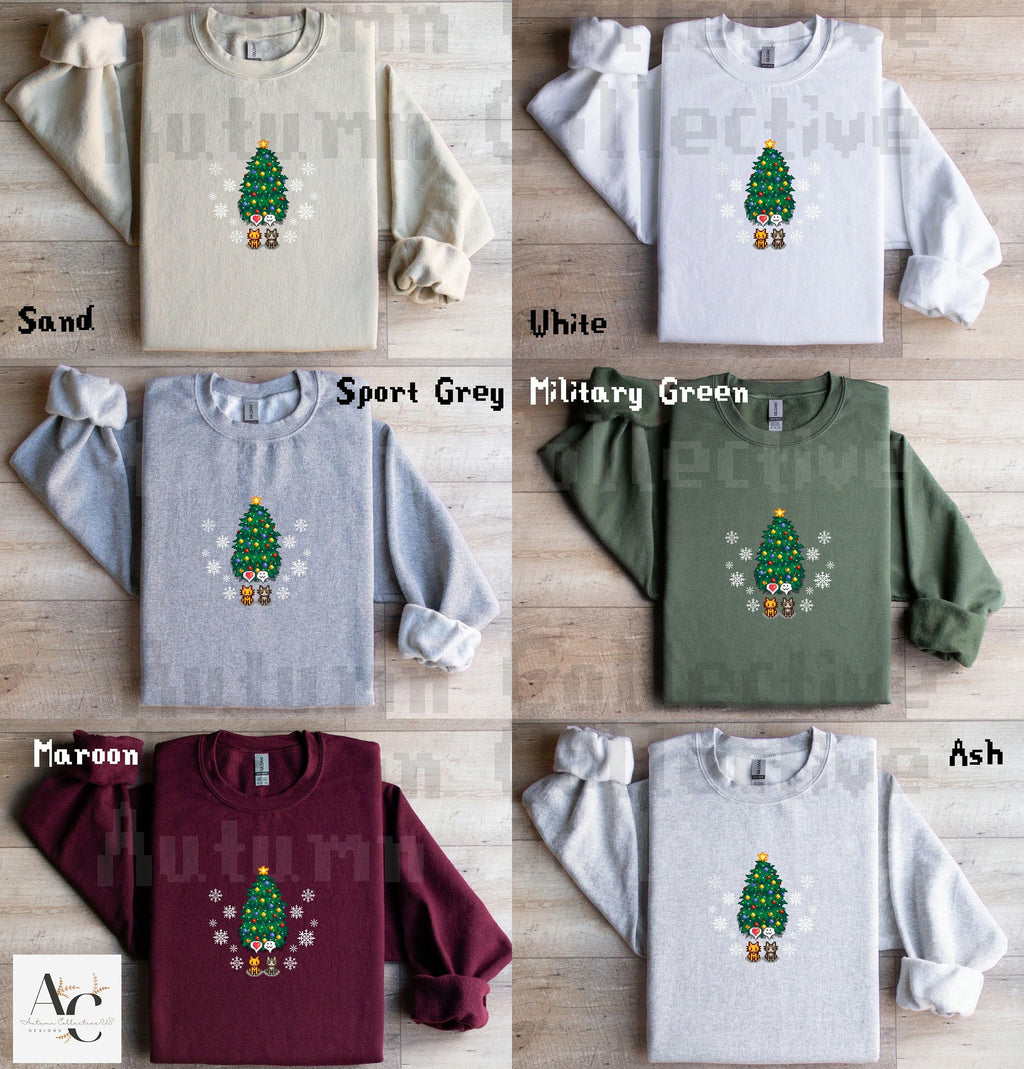 Christmas Stardew Valley Sweatshirt, Gift for Him and Her, Gift For Daughter, Video Game Art, Pixel, Crossing, 8Bit, Cat Sweater, Holiday