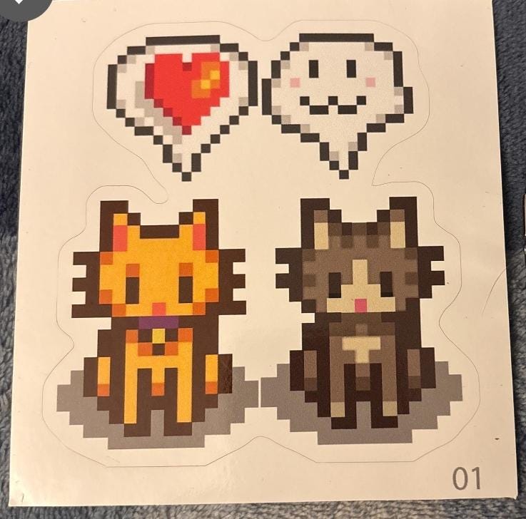 Stardew Valley Sticker, Gift for Him and Her, Video Game Art, Pixel Art, Crossing, 8Bit, Valley, Animal, Cozy Gamer, Laptop Sticker, Cat, US