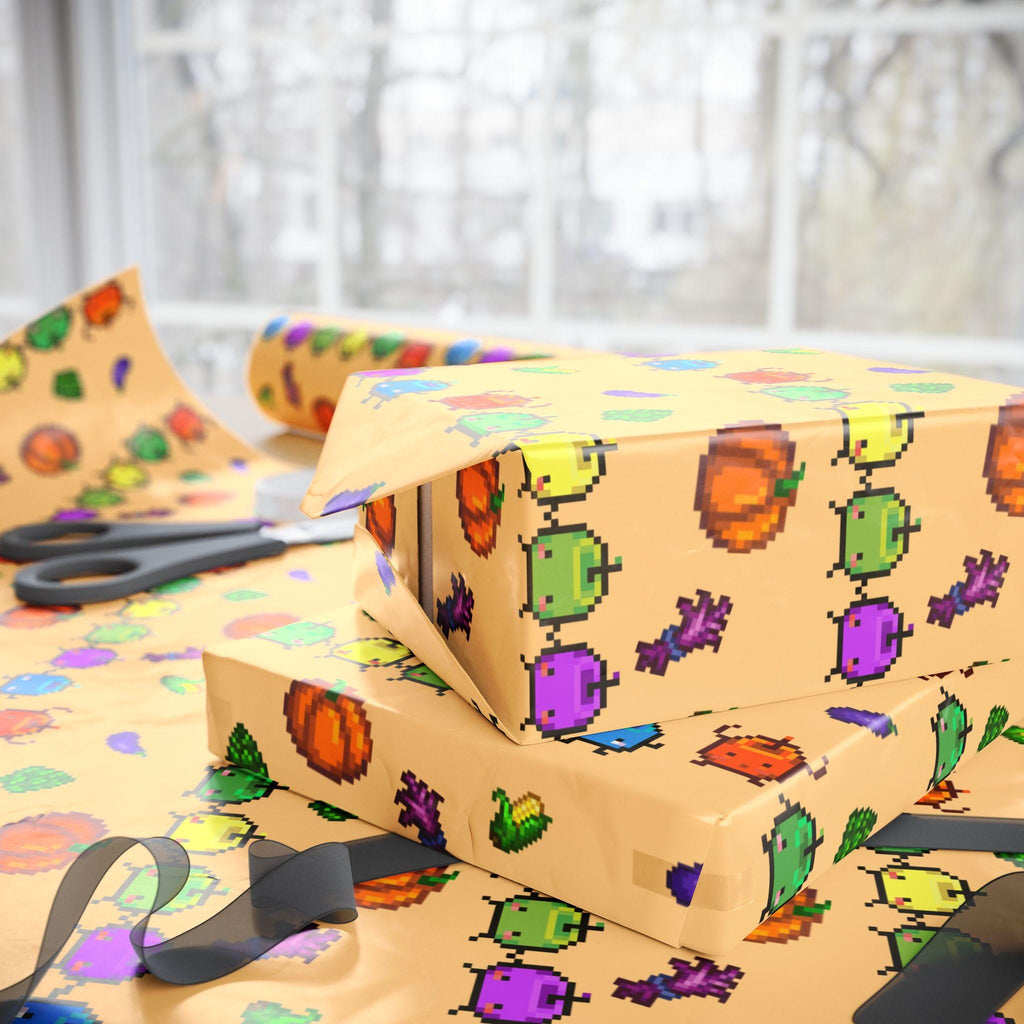 Junimo Party Stardew Valley Wrapping Paper, Gift Wrap | Cozy Gamer | Giftwrap for Birthdays or Christmas | Gift for Him or Her | Pixel Art