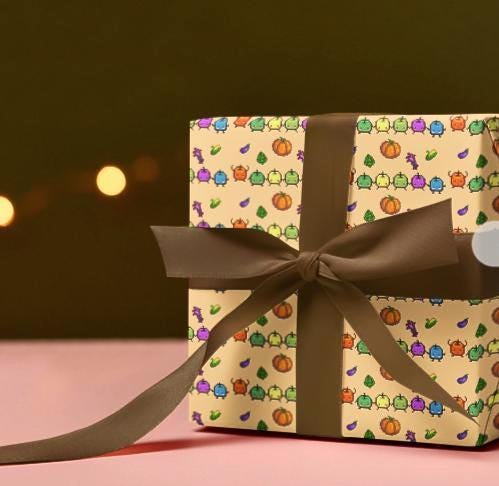 Junimo Party Stardew Valley Wrapping Paper, Gift Wrap | Cozy Gamer | Giftwrap for Birthdays or Christmas | Gift for Him or Her | Pixel Art
