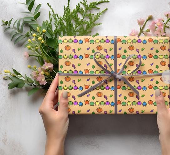 Junimo Party Stardew Valley Wrapping Paper, Gift Wrap | Cozy Gamer | Giftwrap for Birthdays or Christmas | Gift for Him or Her | Pixel Art